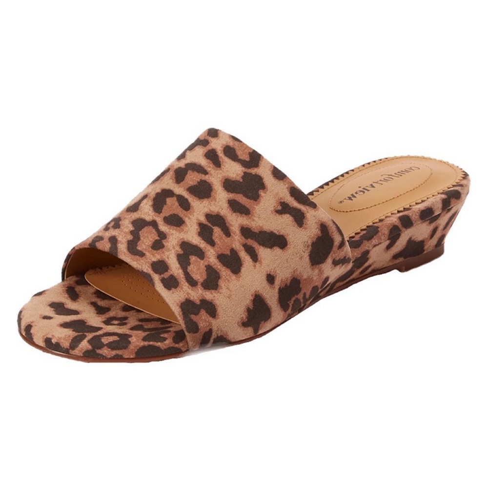 Comfortview Animal Print Wedge Sandals
